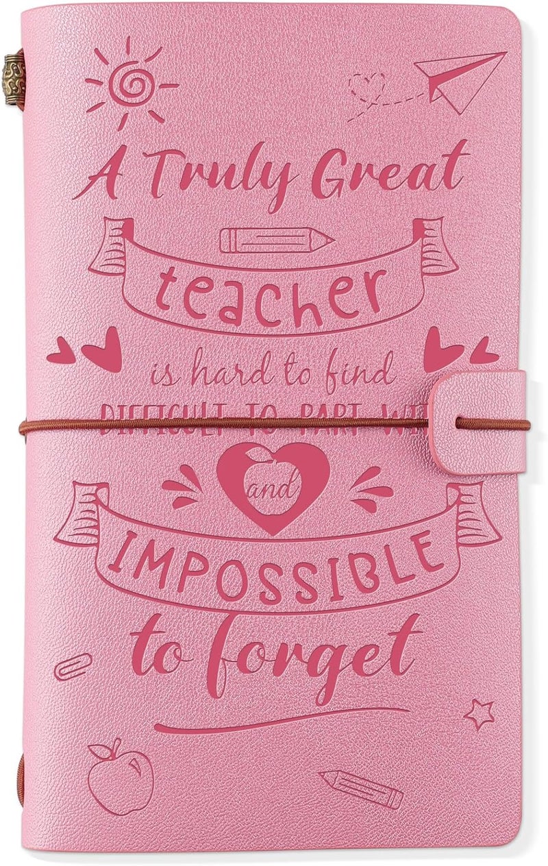 PRSTENLY Teacher Gifts Leather Journal, Teacher Appreciation Gifts 140 Page Refillable Notebooks, Thank you End of Year Back to School Gifts for Teacher Women Valentines Thanksgiving Christmas - Image 1